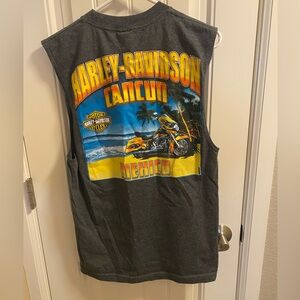 Harley Davidson M shirt gray Cancun Mexico muscle tshirt Med Motorcycle Medium